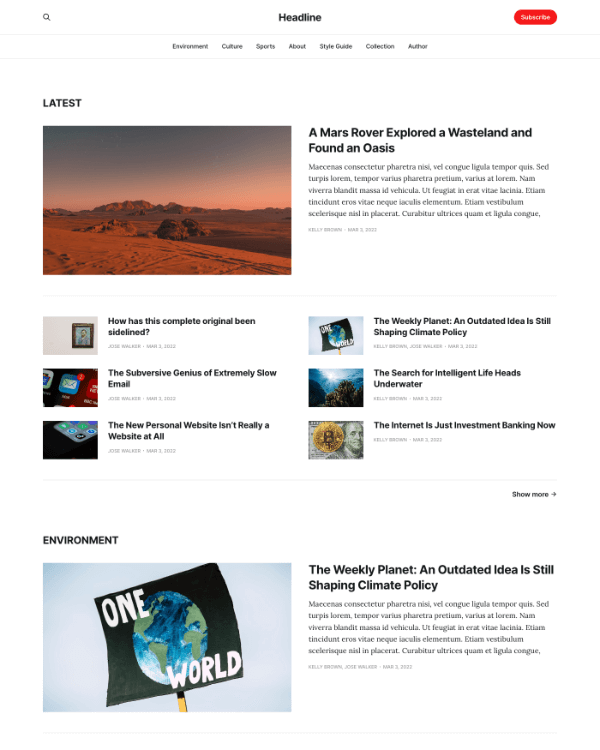 Headline Theme Preview